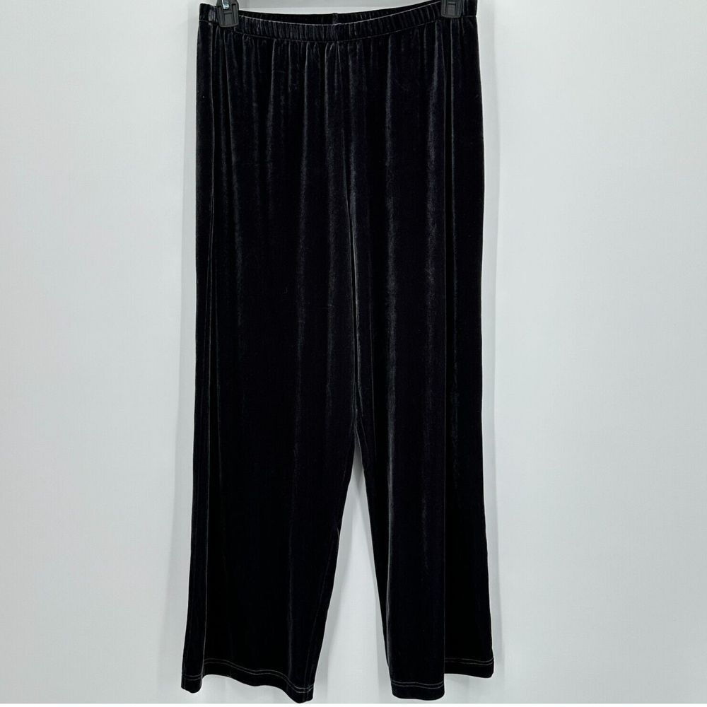 Vtg‎ Gail Morgado Pants Womens L Green Gray Velvet Straight Leg Formal Church